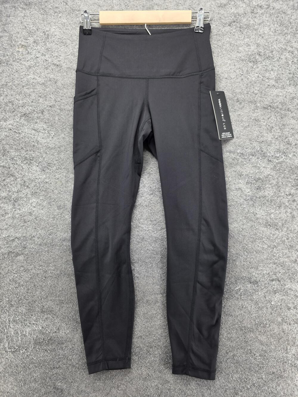 Yogalicious Lux Leggings Womens S Black Ankle High Waist Pockets PY74952